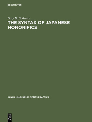 cover image of The Syntax of Japanese Honorifics
